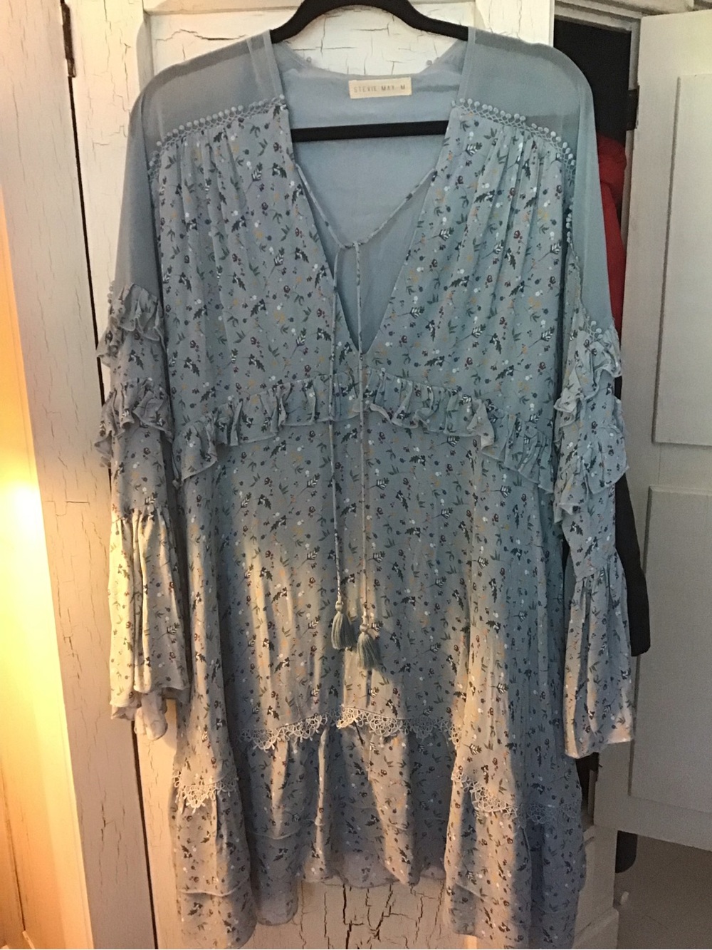 Stevie May Powder Blue Floral Ruffle Dress